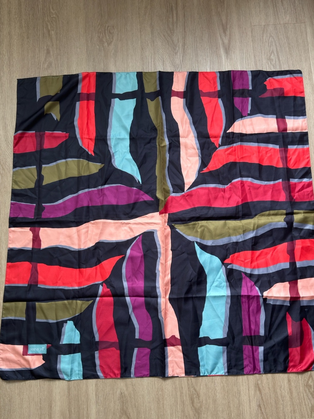 Colorful Abstract Satin Scarf - Multicolor 35x35”